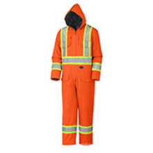 Flu Orange Quilted Cotton Duck Safety Coverall